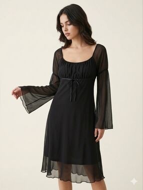 white christmas dresses Cotton-Blend Denim Panel Dress – Suzy Shier main image 1